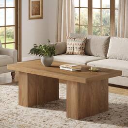 Tribesigns - Farmhouse Coffee Table, 47.24 Inch Rectangle Center Table with Large Tabletop & Thick Base, Rustic Wooden Furniture for - Brown