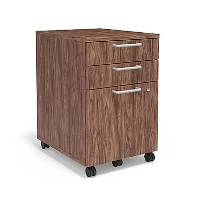 Union & Scale - Essentials 3-Drawer Mobile Vertical File Cabinet, Letter/Legal, Lockable, 24.3"H x 15.6"W x 21.3"D - Espresso