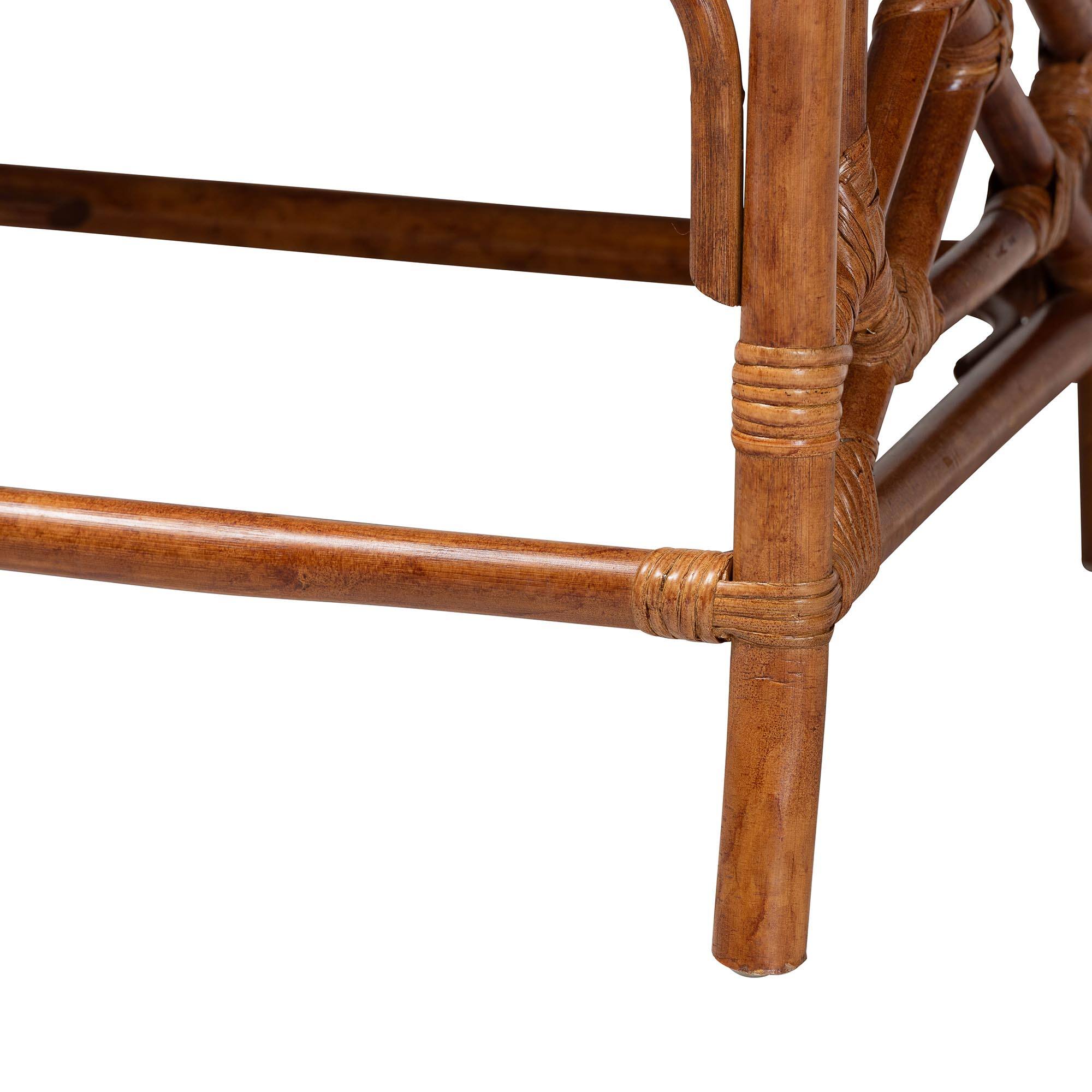 Back. bali & pari - Morley Marbled Tortoise Natural Rattan Ottoman - Handcrafted Accent Footstool with Decorative Frame, Coastal - Marbled Tortoise Brown/White.