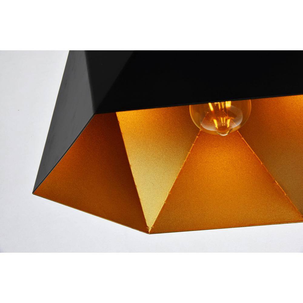 Left. Living District - Arden Collection Pendant D15.0'' H9.6 Lt:1 Black and Gold Finish - Black And Golden Inside.