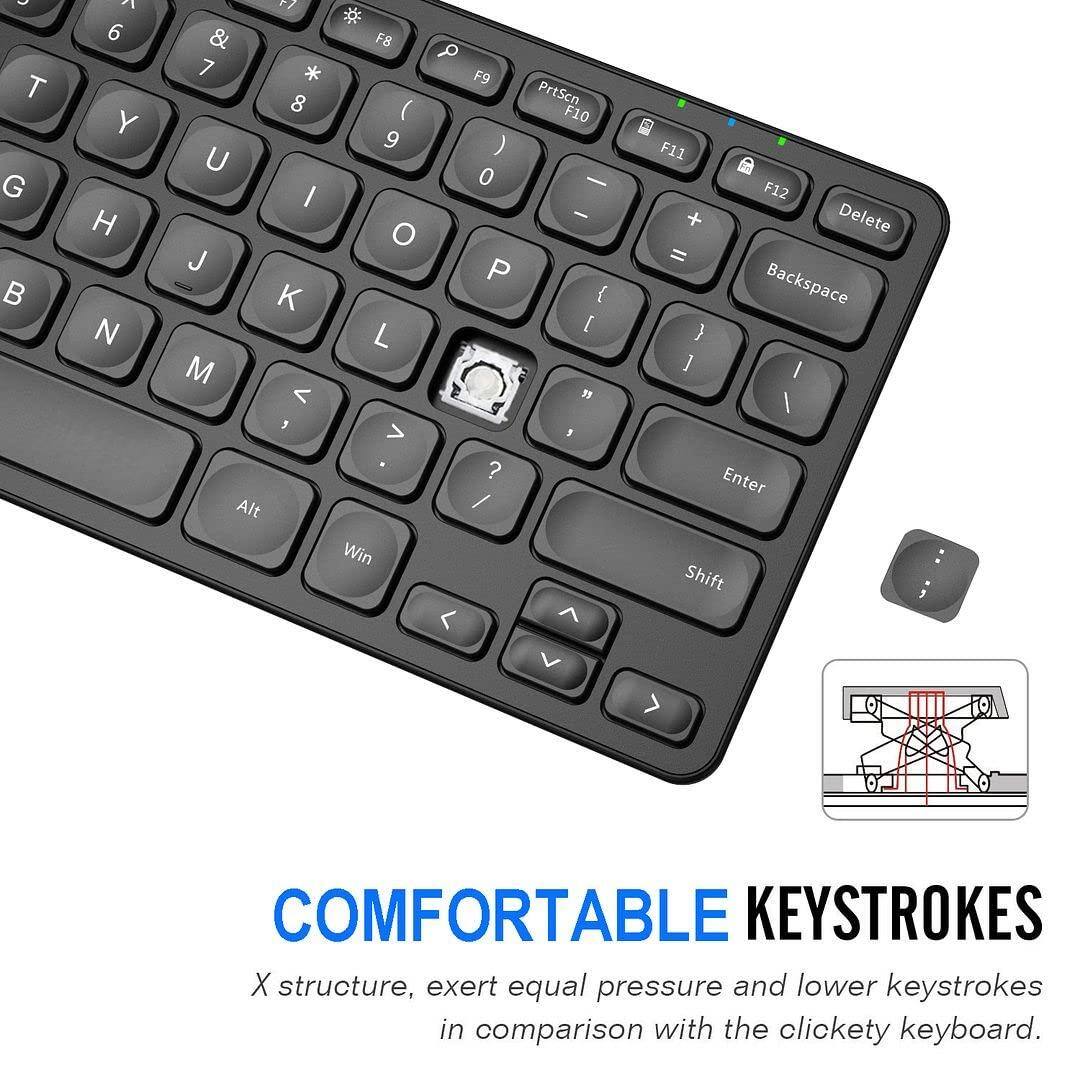 COMFORTABLE KEYSTROKES

X structure, exert equal pressure and lower keystrokes in comparison with the clickety keyboard.
