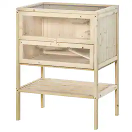 Pawhut - Wooden Hamster Cage Mice and Rat Cage Small Animals Hutch with Openable Top, Front Door, Shelf