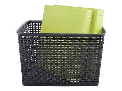 Alt View 2. Advantus - Advantus Large Weave Plastic Bin, Black, 2/Pack (AVT40328) - Black.