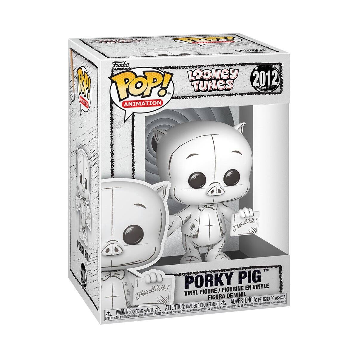 Funko POP! Animation  
Looney Tunes 2012  
Porky Pig  
Vinyl Figure / Figurine en Vinyle / Figura de Vinil  
Warning: Choking Hazard - Small parts. Not for children under 3 years.  
Attention: Danger d'étouffement - Petits pièces. Ne convient pas aux enfants de moins de 3 ans.  
Advertencia: Peligro de asfixia. No es adecuado para niños menores de 3 años.