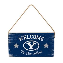 Evergreen Enterprises - BYU Cougars 6" x 11" Welcome Home Wood Wall Sign with Rope Hanger - Multicolor