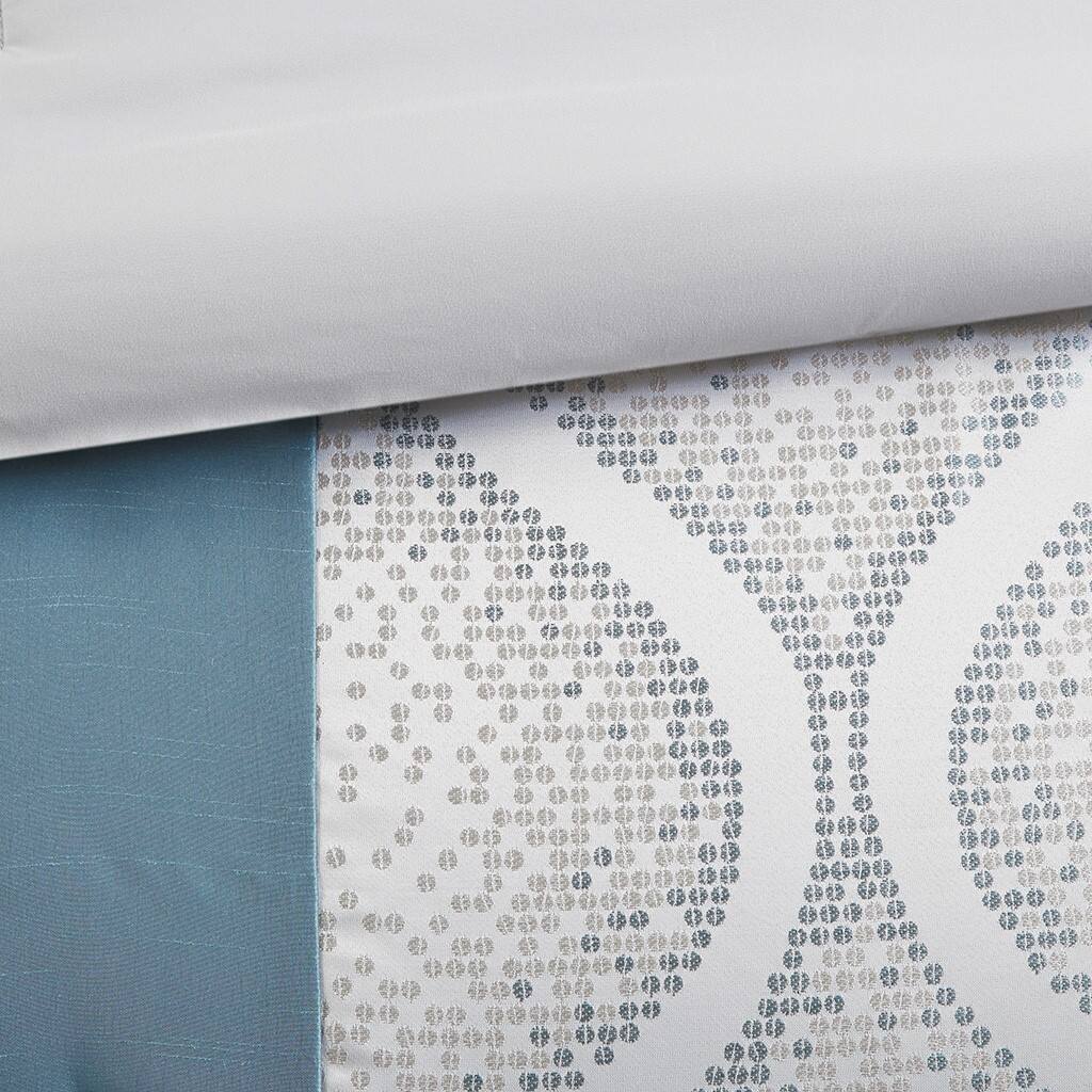 Alt View 5. Gracie Mills - Gracie Mills 6-PC Londonbury Jacquard Comforter Set with Throw Pillows - Teal/Silver.