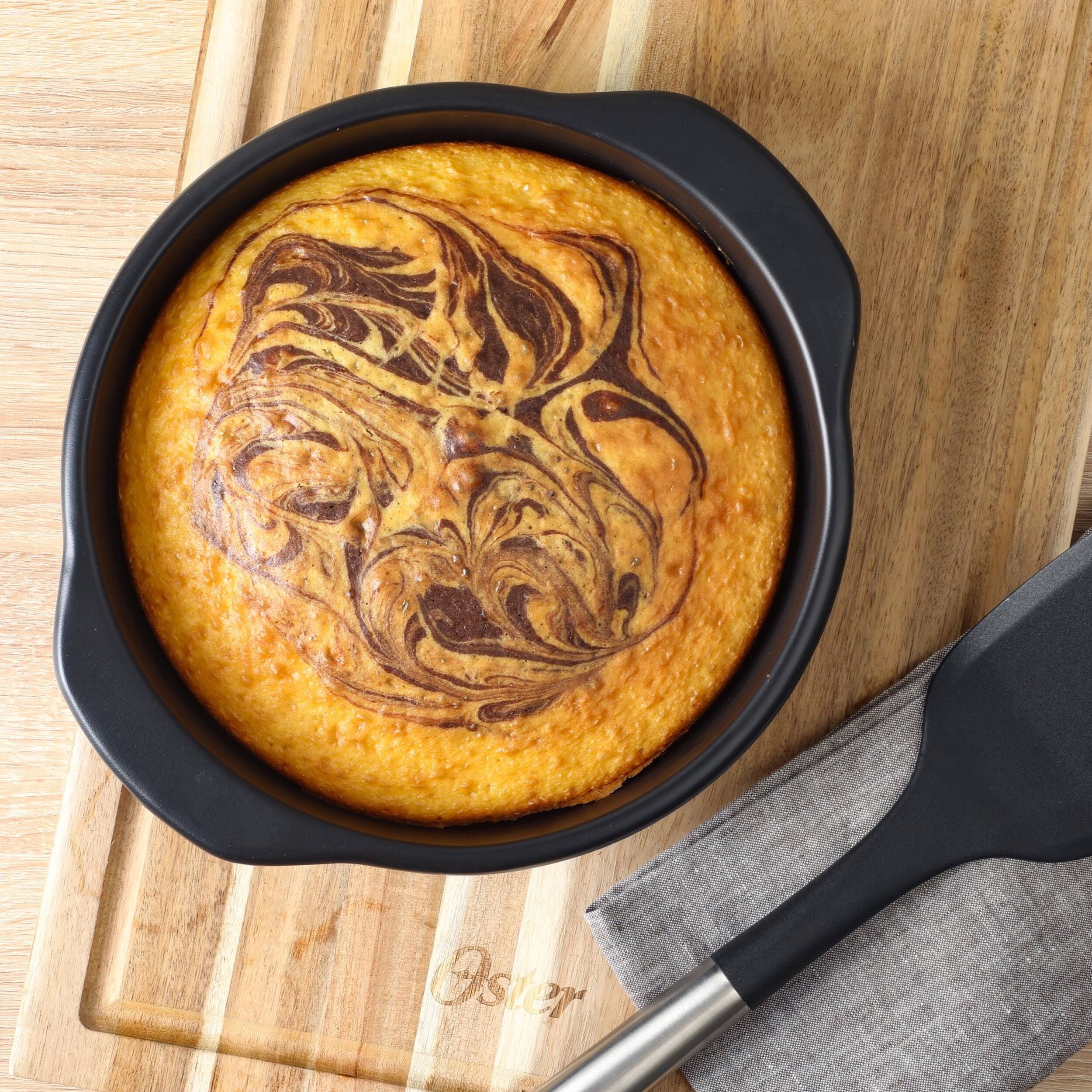 Alt View 3. Oster - Oster Teston Platinum Collection 9 Inch Nonstick Carbon Steel Cake Pan in Matte Black - Matte Black.