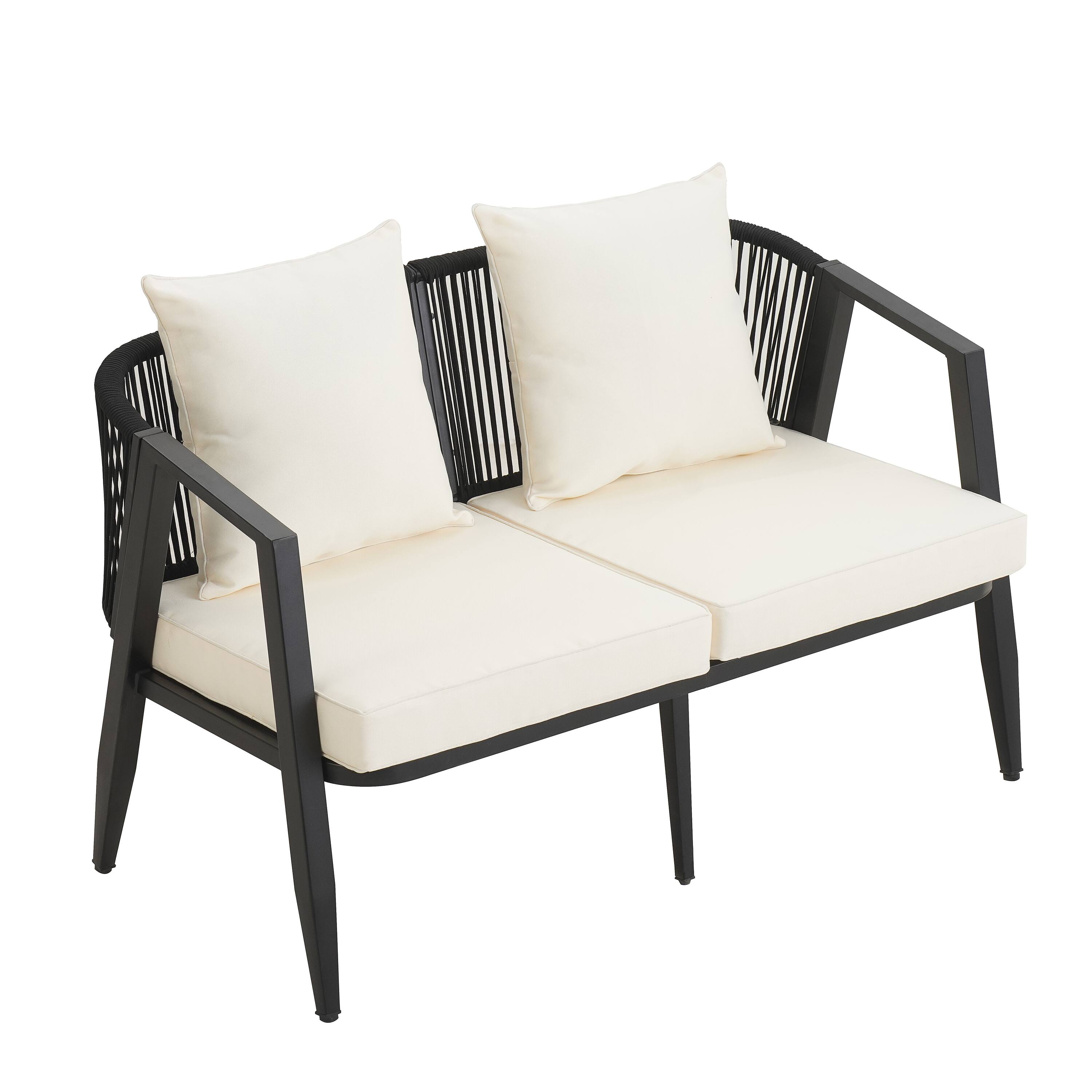 Alt View 4. Mondawe - 4-Piece Durable and Comfortable Outdoor Seating Set - Beige.