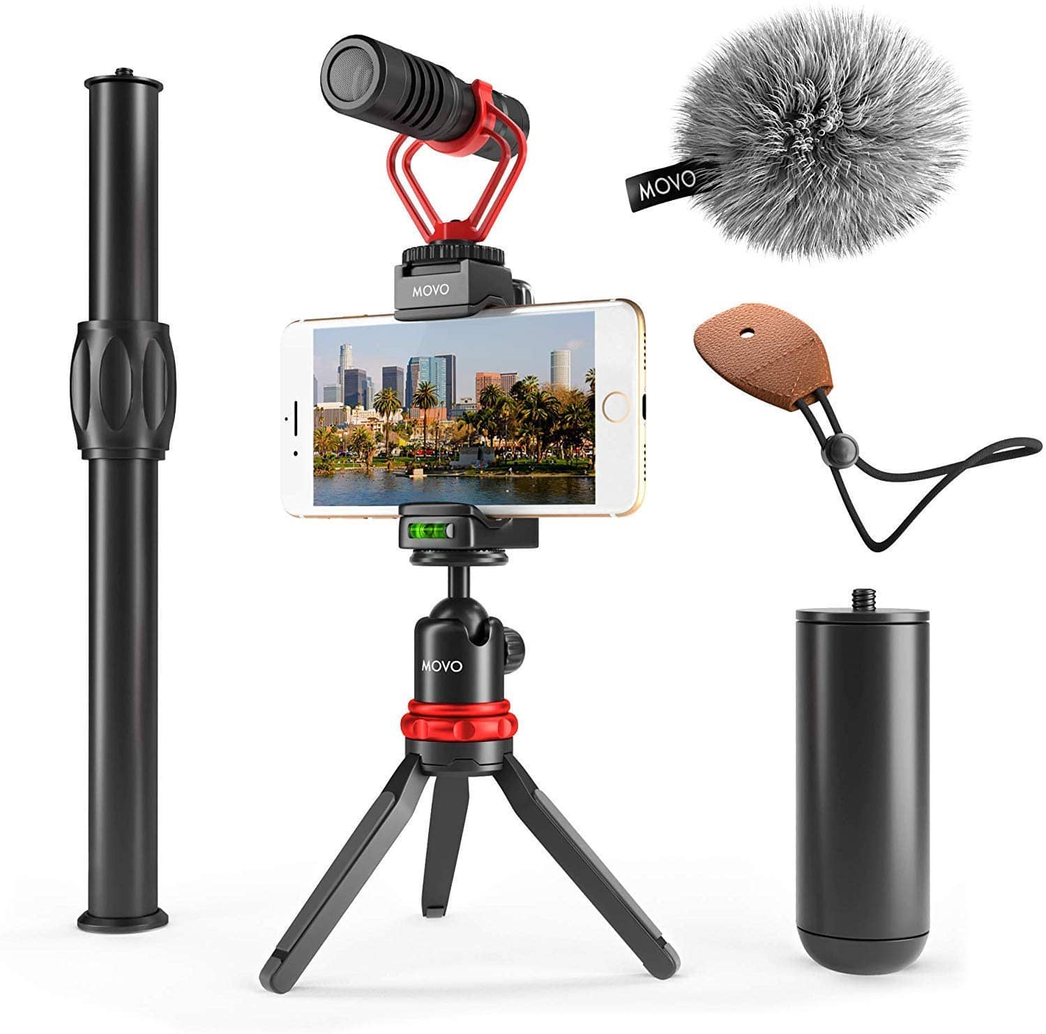 MOVO - VXR10+ Smartphone Video Rig with Mini Tripod, Phone Grip, and Video Microphone