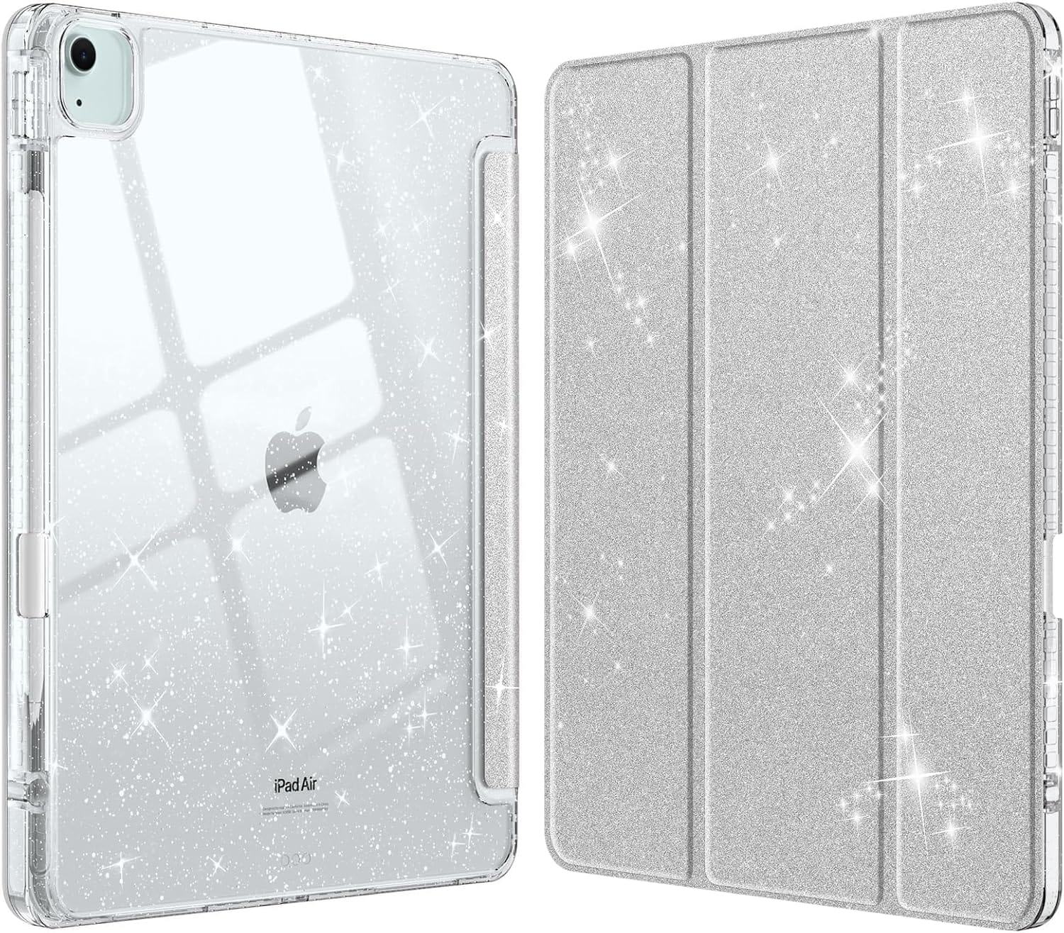 Fintie - Slim Clear Case for iPad Air 13-inch M4/M3/M2 (2026/2025/2024) | Hybrid Shockproof Hard PC Back Cover with Pencil Holder - Glittering Silver price history on PriceWatchPro