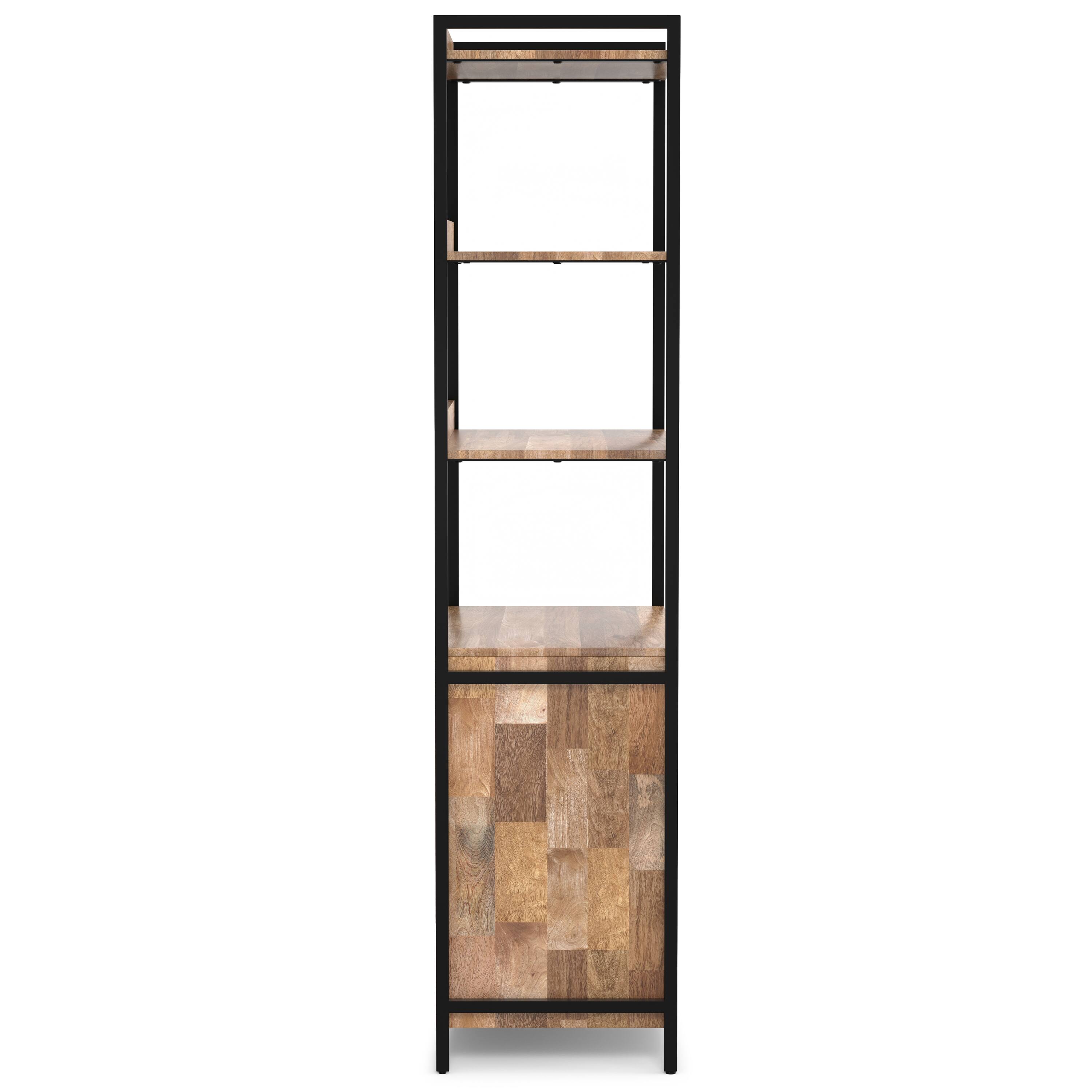 Alt View 2. Simpli Home - Kelsey 74 inch Tall Solid Mango Wood Large Bookshelf with Cabinet in Natural - Natural.