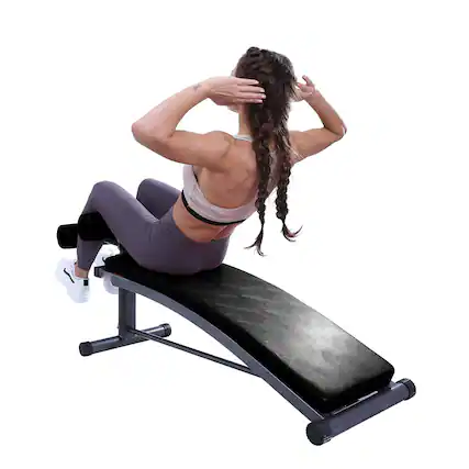 Front. ThinkLink Electronic - Finer Form Gym-quality Adjustable Sit Up Ab Bench & Decline Weight For Home Gym Strength Training. - Black-Curved.
