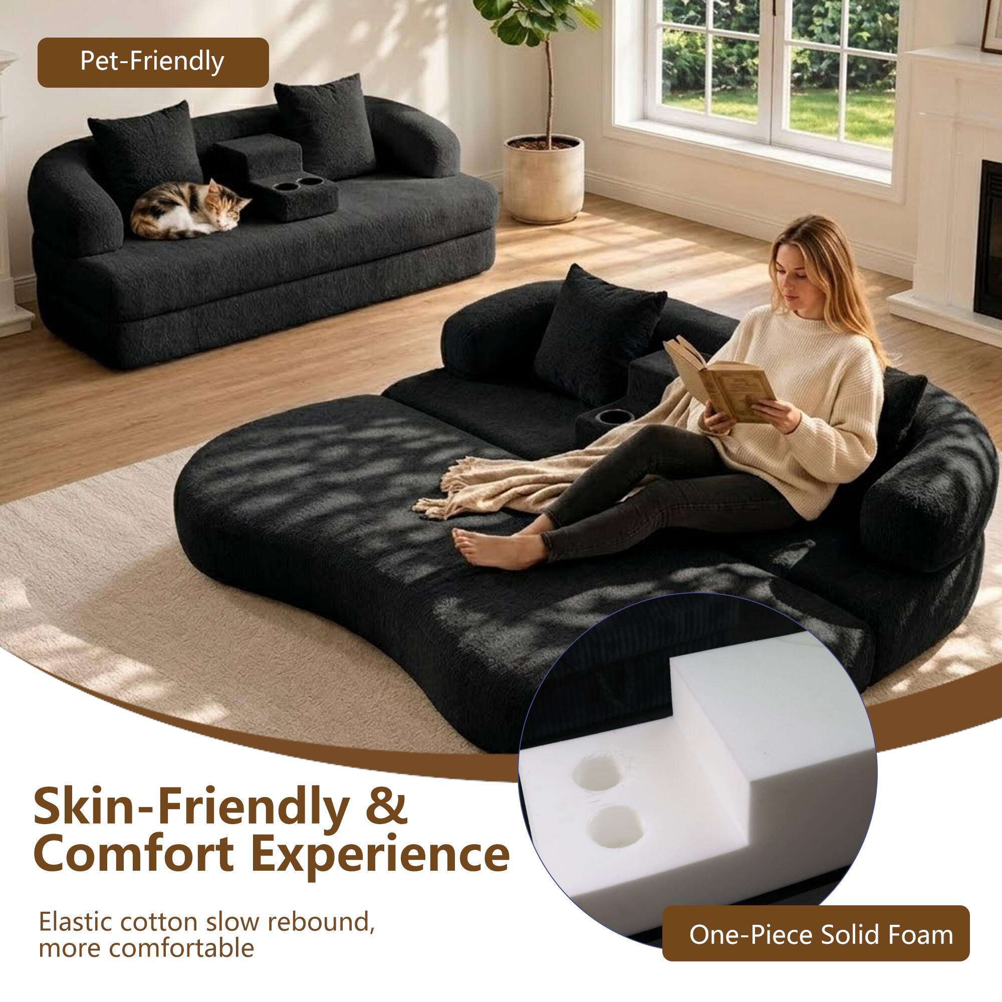 Pet-Friendly

Skin-Friendly & Comfort Experience

Elastic cotton slow rebound, more comfortable

One-Piece Solid Foam