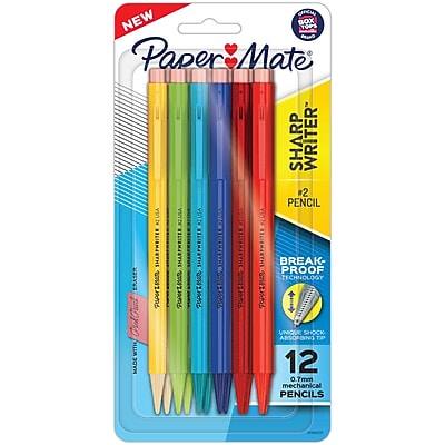 NEW  
Paper Mate  
SHARP WRITER #2 PENCIL  
BREAK-PROOF ERASER TECHNOLOGY  
12 0.7mm mechanical PENCILS  
UNIQUE SHOCK ABSORBING TOP