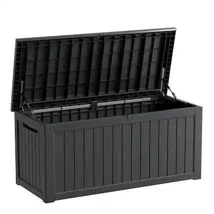 Front. Yardgrace - 270 Gallon Lockable Resin Deck Box Waterproof Outdoor Storage for Patio Furniture Garden Tools and Equipment - black.