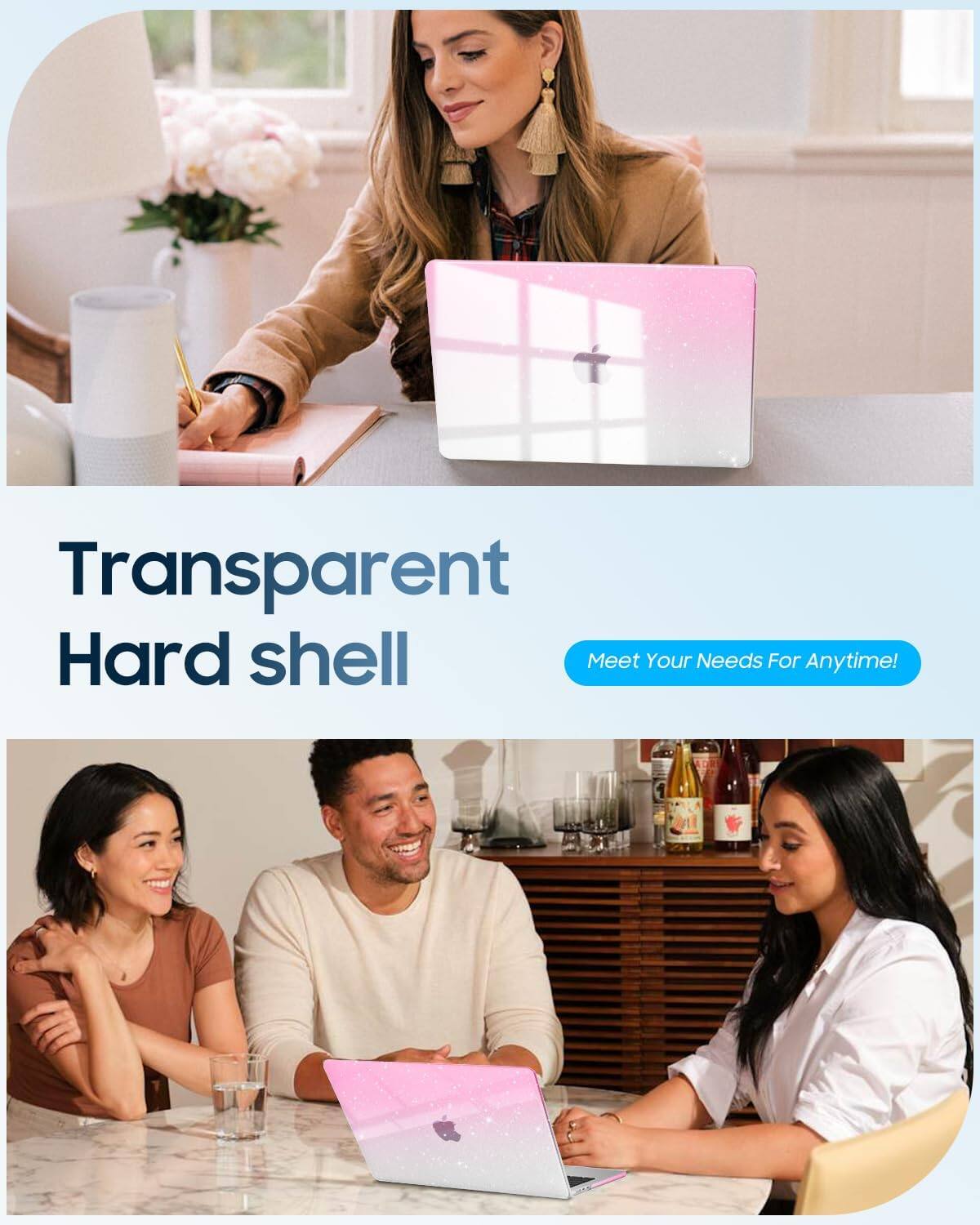Transparent Hard shell  
Meet Your Needs For Anytime!