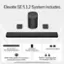 The Elevate SE 5.1.2 System includes a 36" Soundbar with Adaptive Speakers, 1 Compact Wireless Subwoofer, 2 Surround Speakers, an HDMI* eARC cable for TV connection, and essential speaker cables. The system also comes with QuickFit* mounting screws for compatible VIZIO TVs. The soundbar remote control is not included, but you can control your soundbar settings with the VIZIO app or TV remote. The "QuickFit" feature, exclusive to VIZIO, allows you to attach your VIZIO soundbar directly to the bottom of compatible VIZIO TVs.
