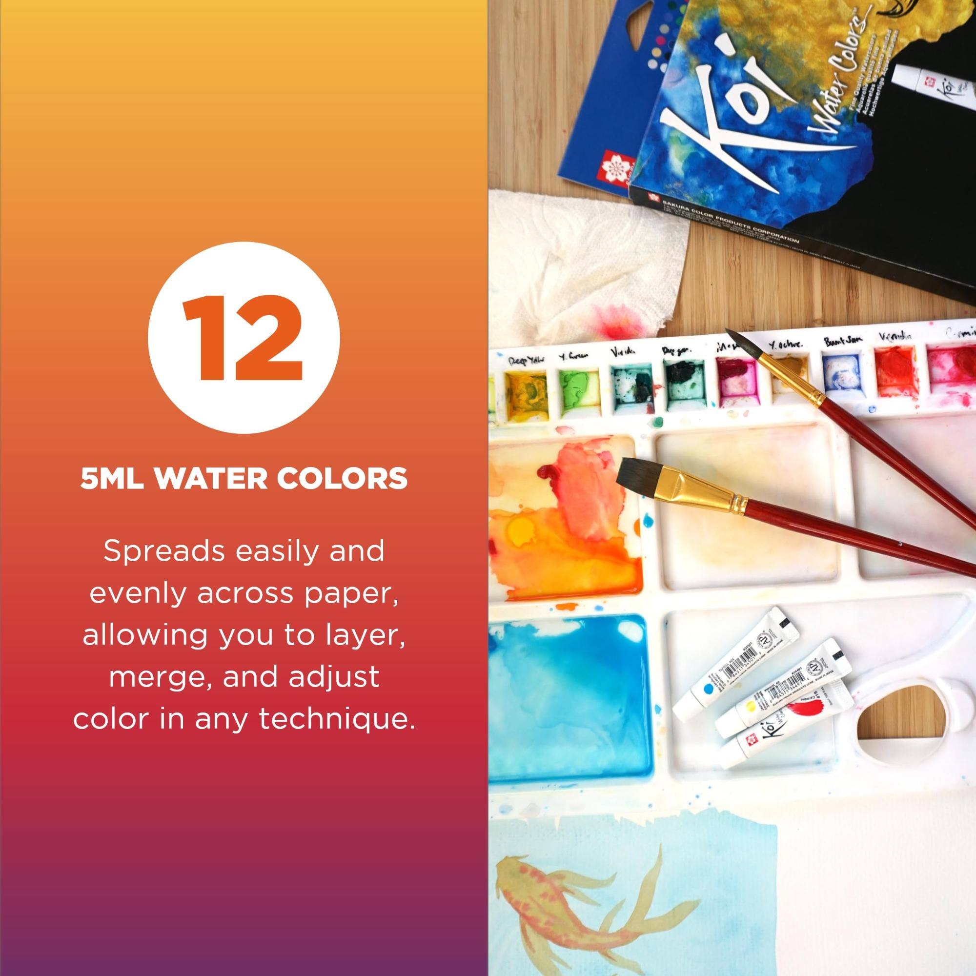 12  
5ML WATER COLORS  
Spreads easily and evenly across paper, allowing you to layer, merge, and adjust color in any technique.