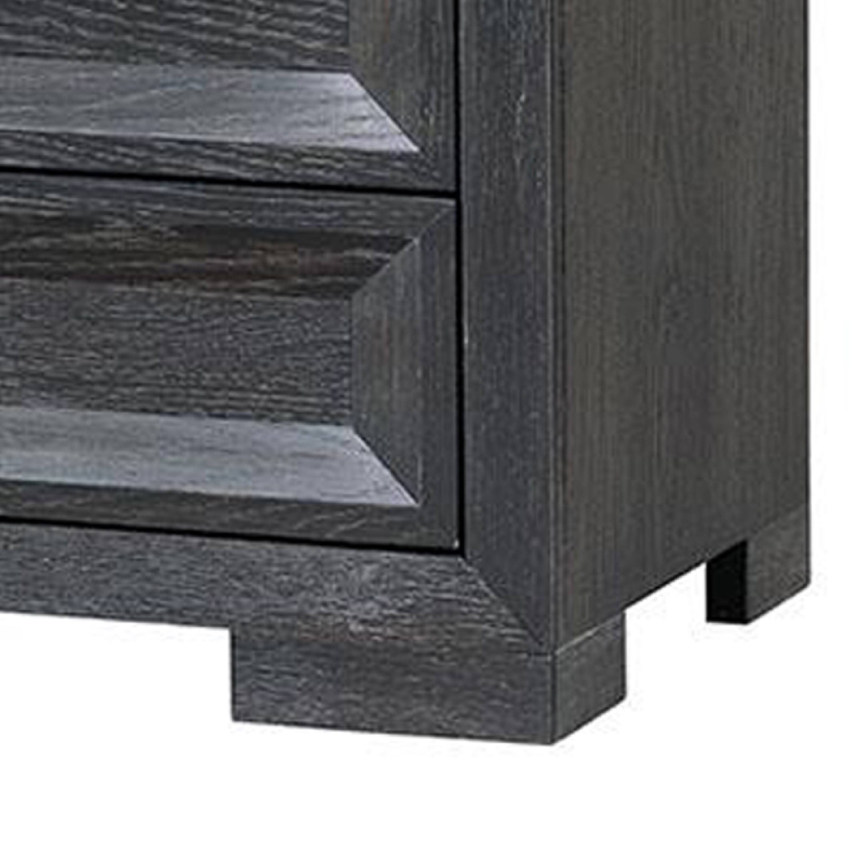 Alt View 3. Manhattan Lane - Kizie Oversized Nightstand, USB A-C, 3 Drawer, 38 Inch Weathered Black - Weathered Black.