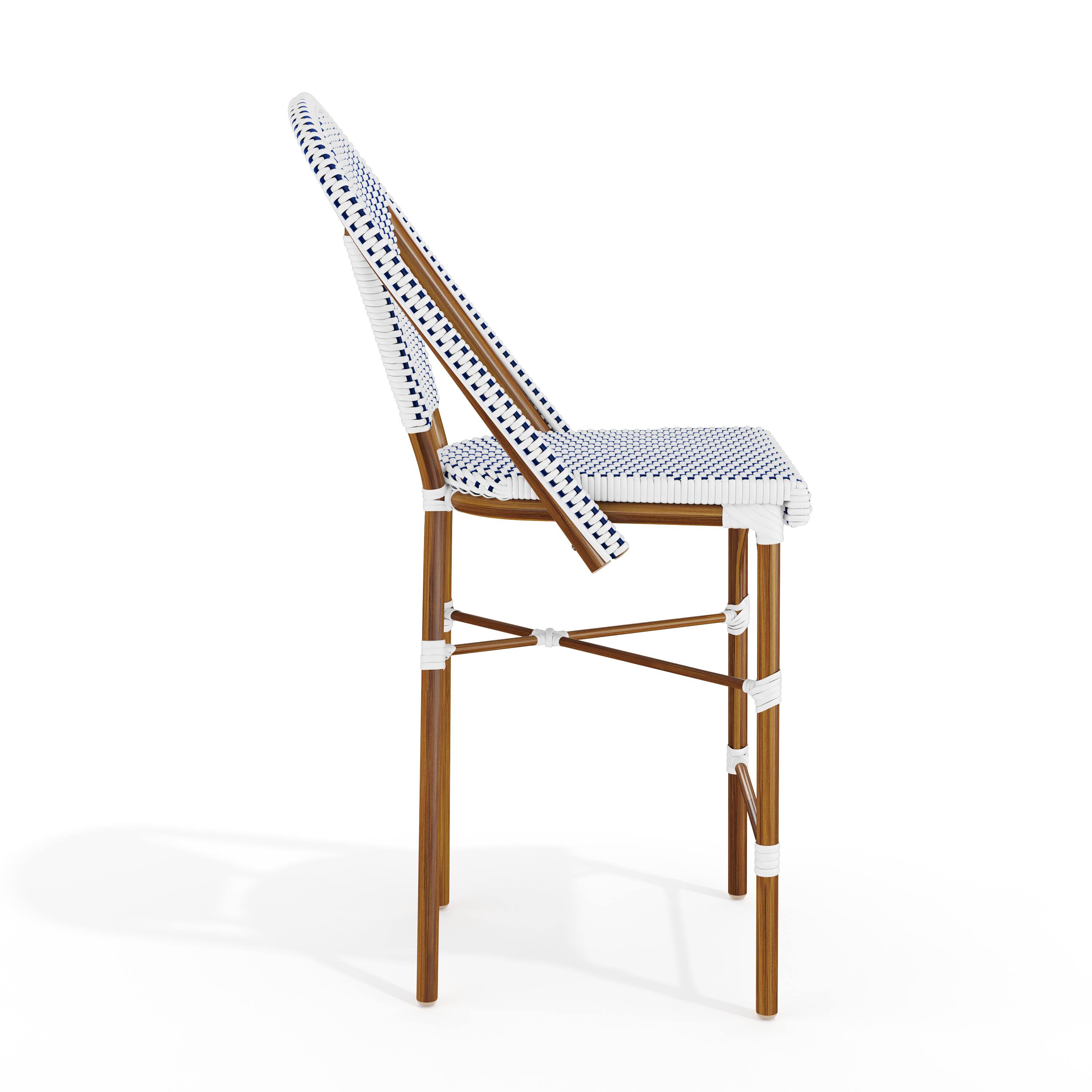 Alt View 7. Martha Stewart - Lily Pond 2PK All-Weather Stackable Patio Bistro Counter Stools - Navy & White/Natural Frame.