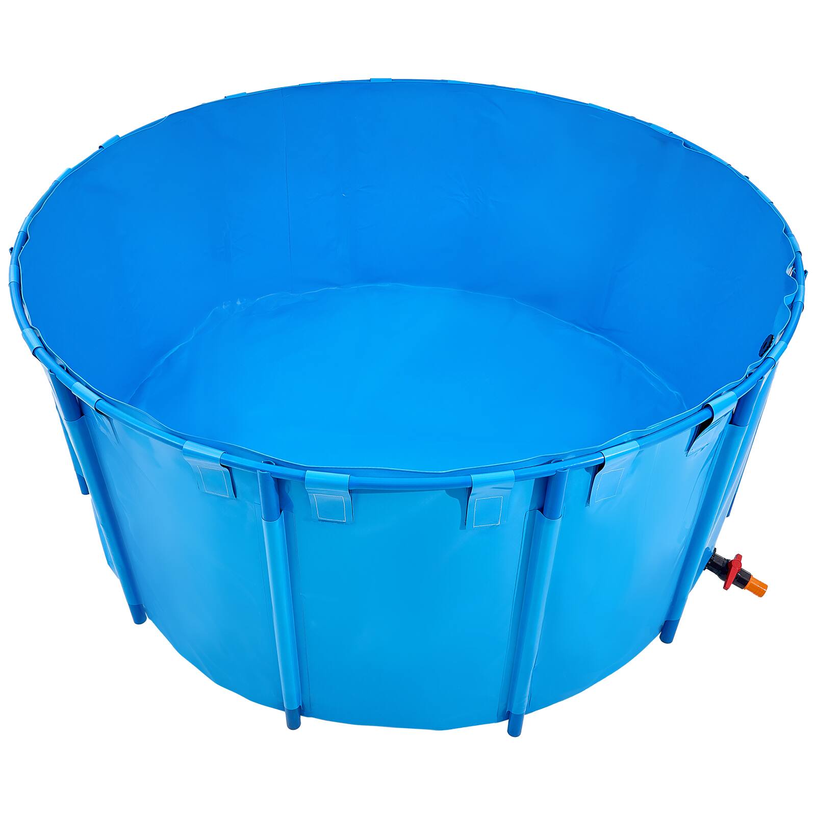 Alt View 5. VEVOR - Canvas Fish Pond, 1320 Gal Capacity Above Ground Fish Pond, Foldable PVC Koi Tank, Round Goldfish Tank with Stable Frame - Blue.