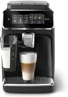 Philips - 3300 Fully Automatic Espresso Machine with LatteGo Milk System & integrated grinder - 6 Hot & Iced Coffee Pre-Sets - Glossy Black