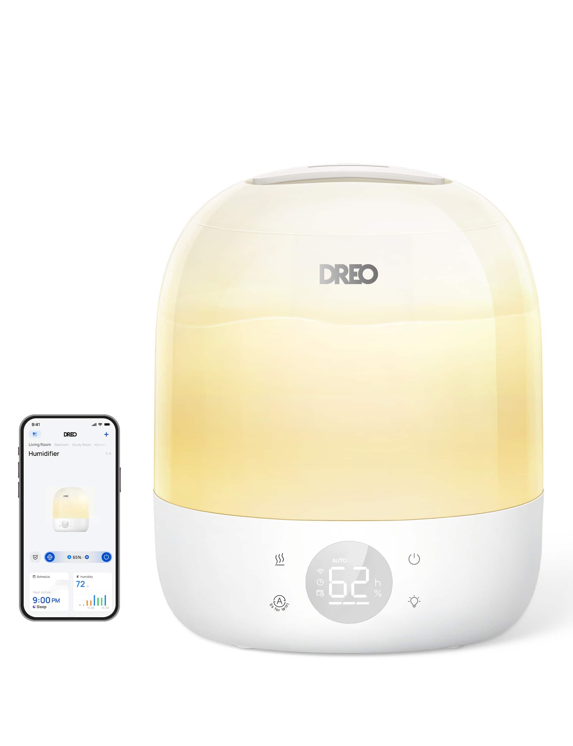 Dreo - 3L Smart Tabletop Cool Mist Humidifier Ultrasonic Humidification, RGB Light for Bedroom and Plants