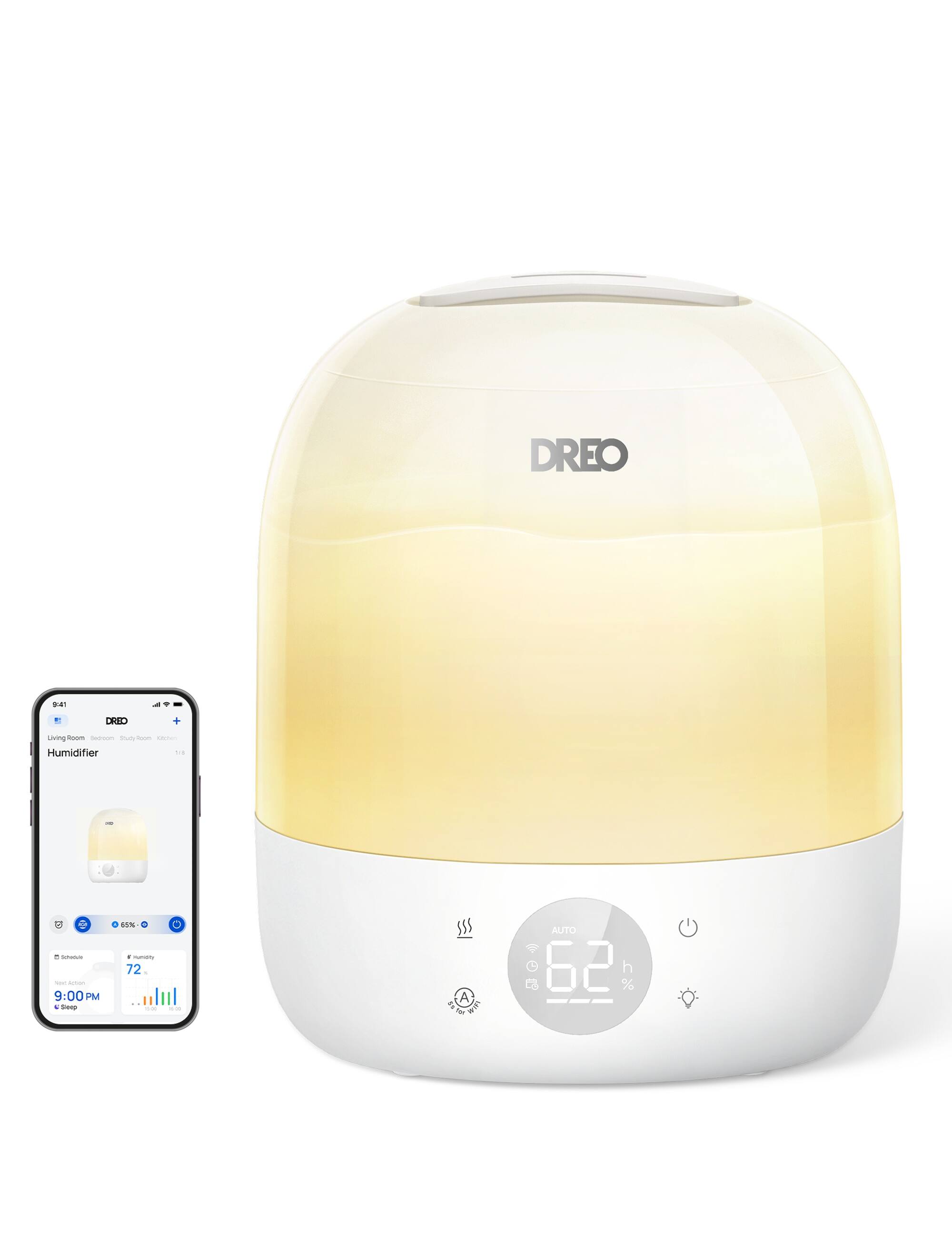 Dreo - 3L Smart Tabletop Cool Mist Humidifier Ultrasonic Humidification, RGB Light for Bedroom and Plants
