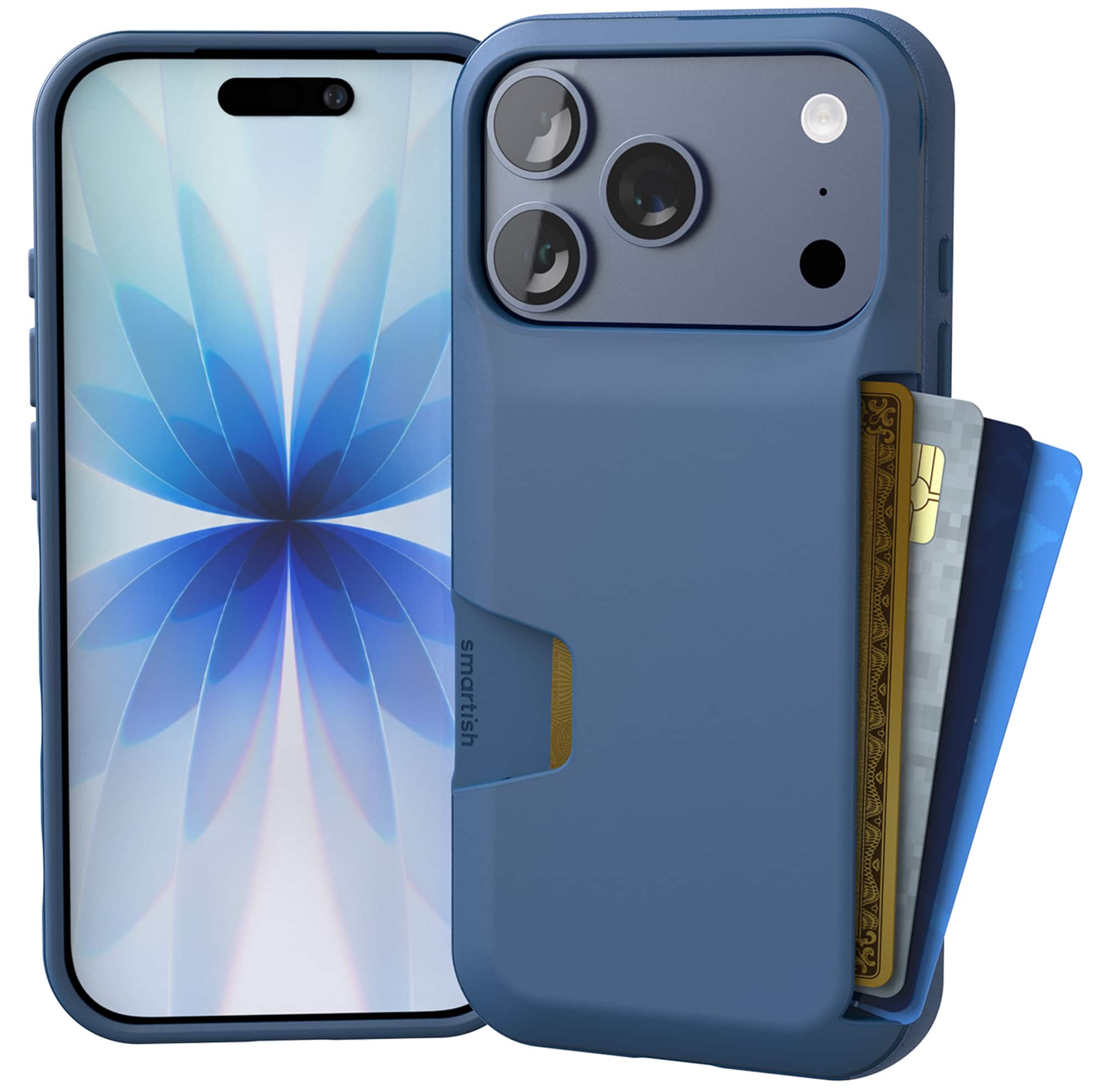 Smartish - iPhone 17 Pro Wallet Case - Wallet Slayer Vol 1 - Slim Grip Card Holder Cover - Blues on The Green