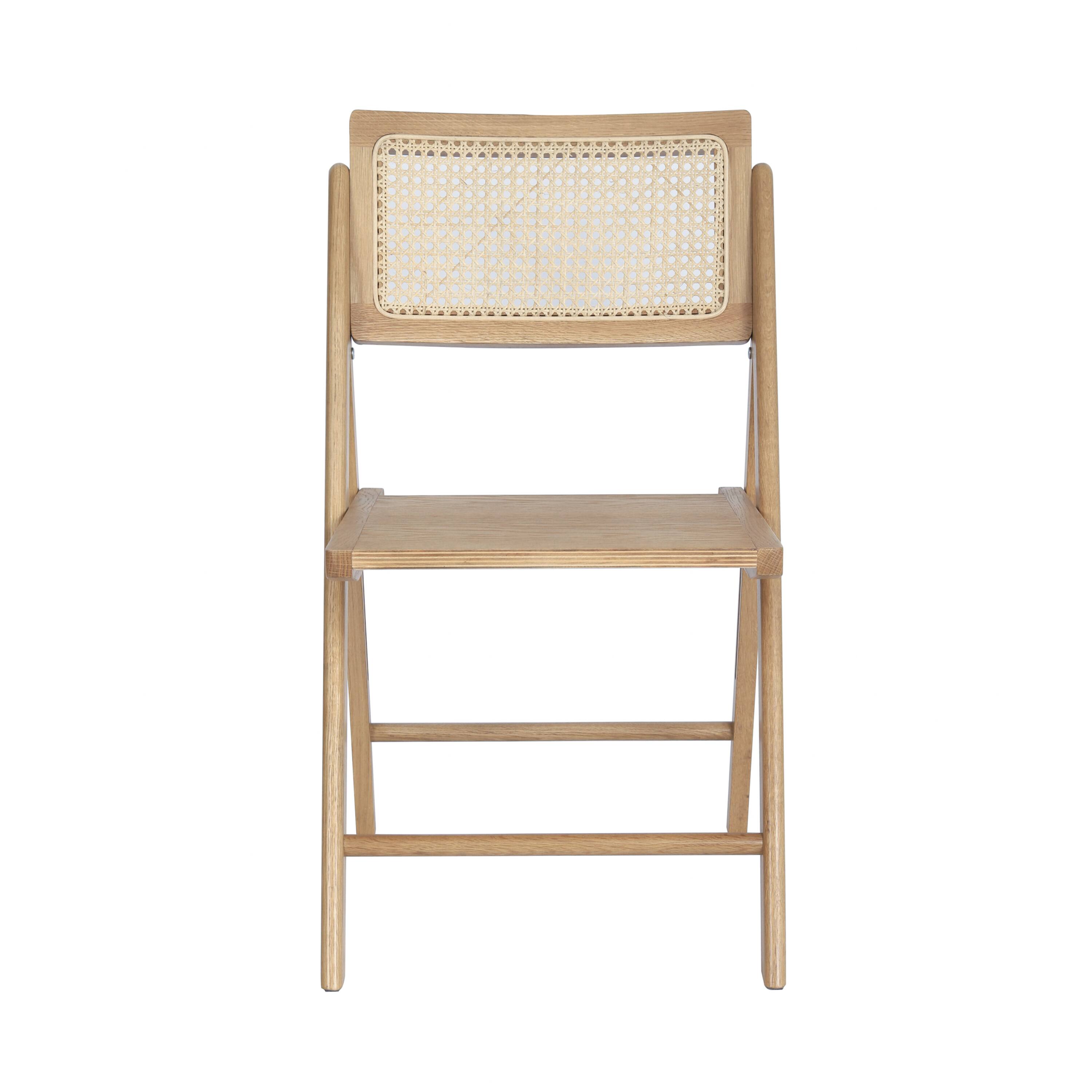 Alt View 10. Emma + Oliver - Thomas Set of 2 Cane Rattan Folding Chairs with Solid Wood Frames and Seats and Breathable Woven Rattan Backrest - Natural.