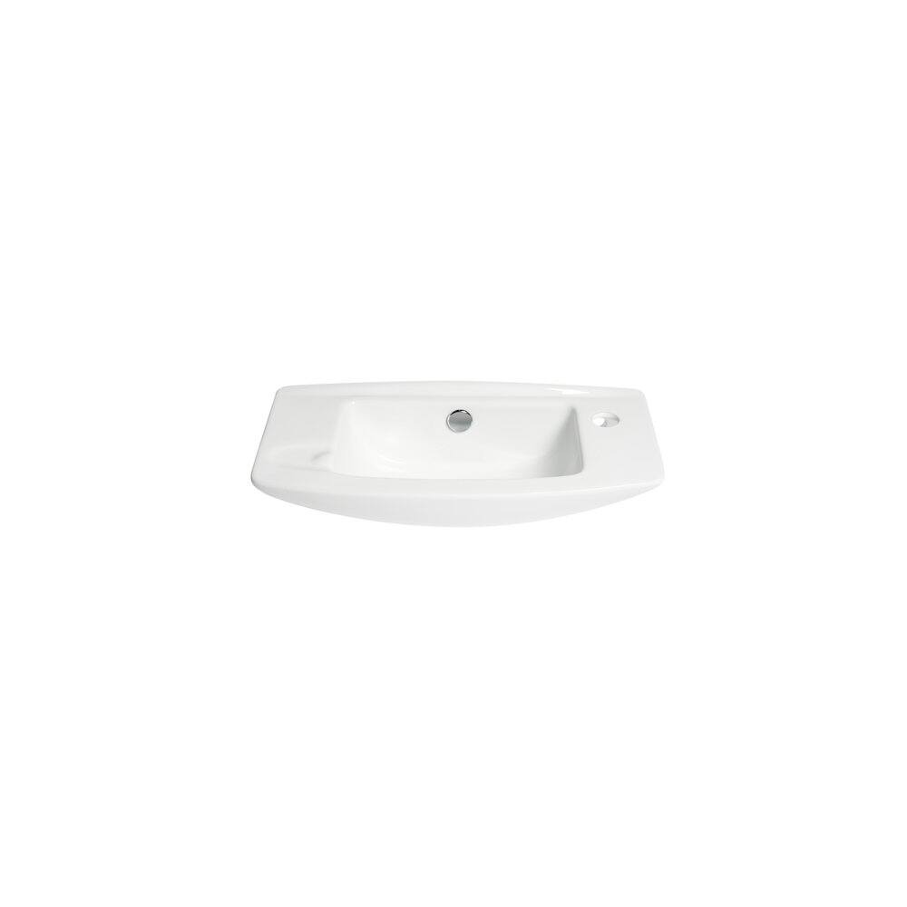 Left. Alfi - White 20" Small Wall Mounted Ceramic Sink with Faucet Hole - White.