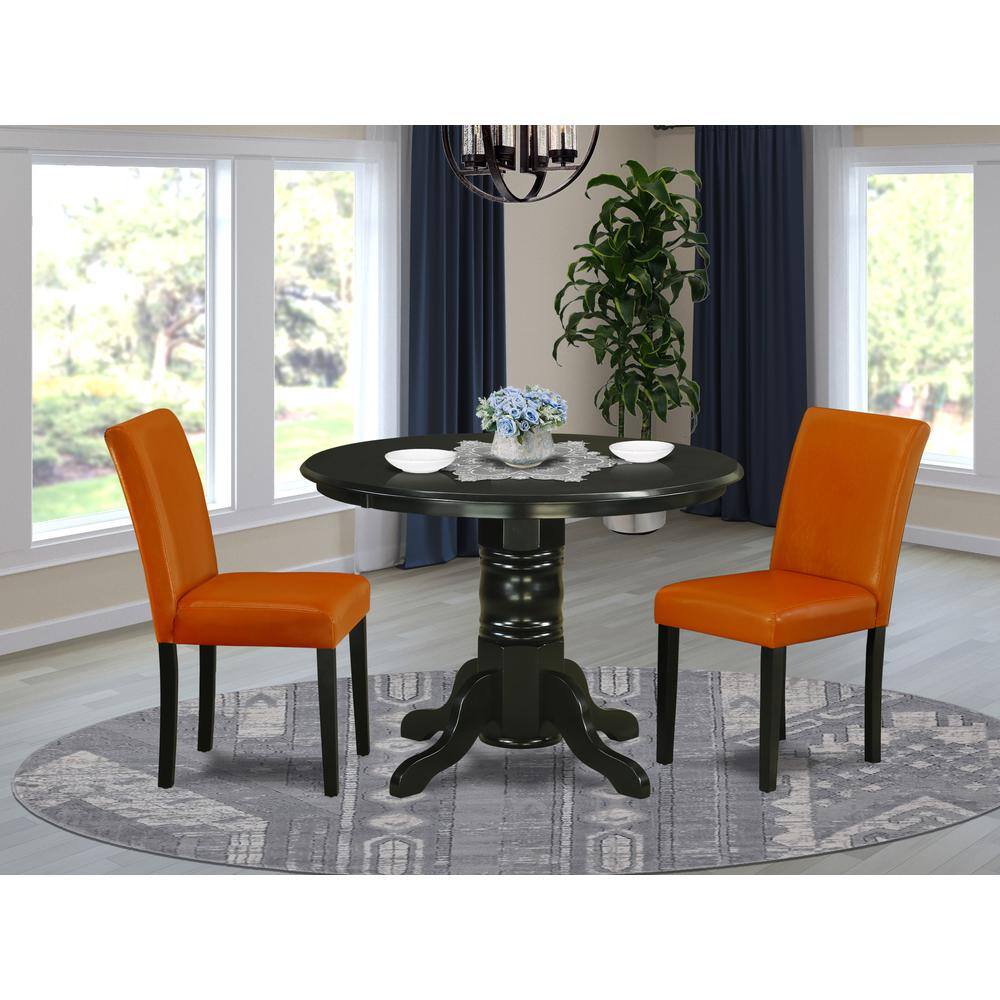 Back. East West Furniture - Dining Room Set Black - Brown.