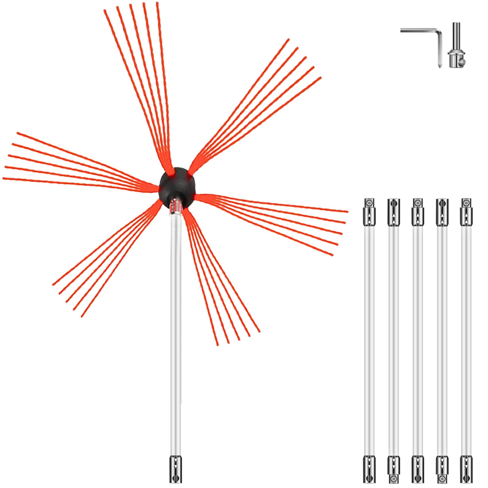 VEVOR - Chimney Sweep Kit 20FT Length, Chimney Brush Kit with 6 Nylon Flexible Rods, Rotary Chimney Cleaning Kit Driven by Drill - White price history on PriceWatchPro