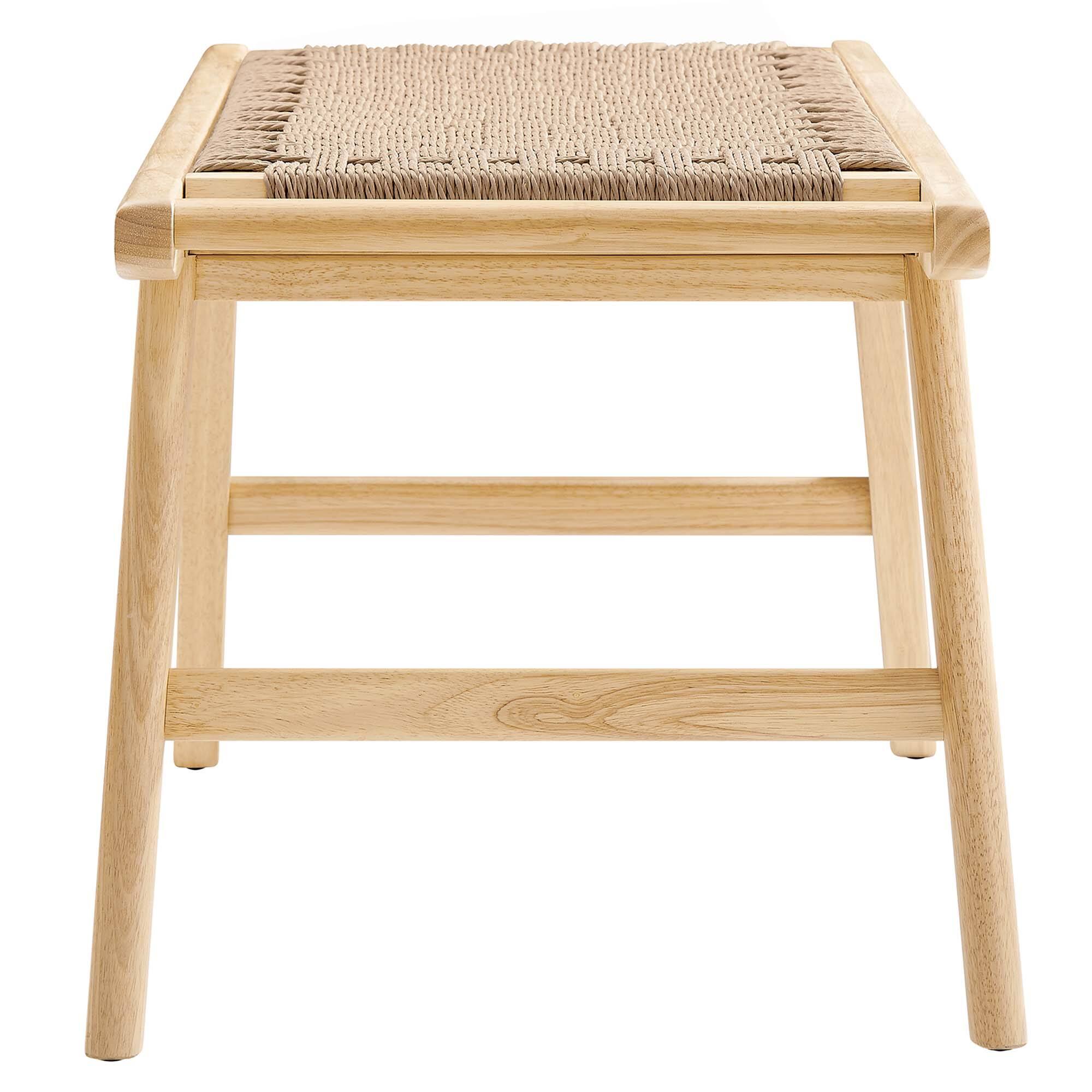 Alt View 2. Modway - Saoirse 47" Wove Rope Wood Bench by Modway - Natural Natural.
