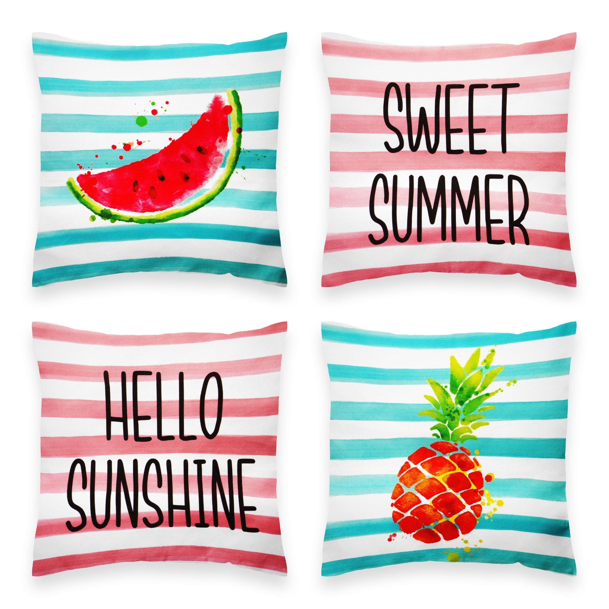 G128 - Summer Pineapple & Watermelon Waterproof Throw Pillow Covers 18 x 18 in Set of 4 - Assorted Colors price history on PriceWatchPro