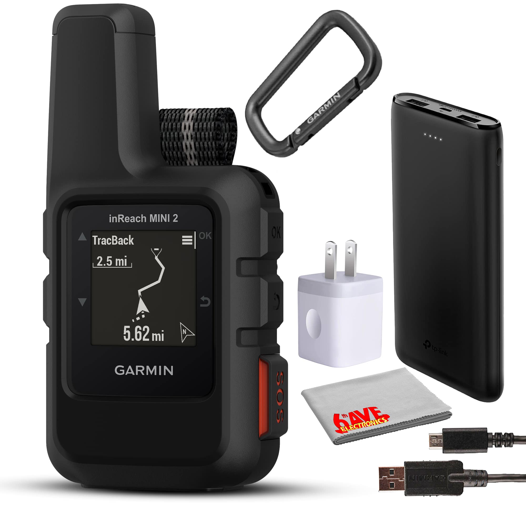 Garmin - inReach Mini 2 Satellite Communicator Handheld for Hiking Bundle - Black