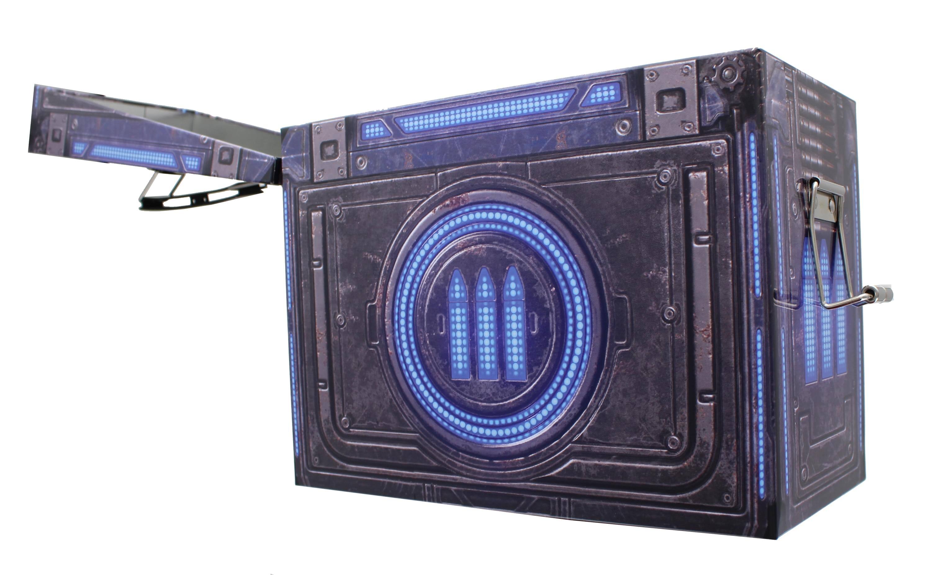 Front. Toynk - Gears Of War Tin Ammunition Storage Box | Collectible Gears 5 Latched Ammo Crate - Blue.