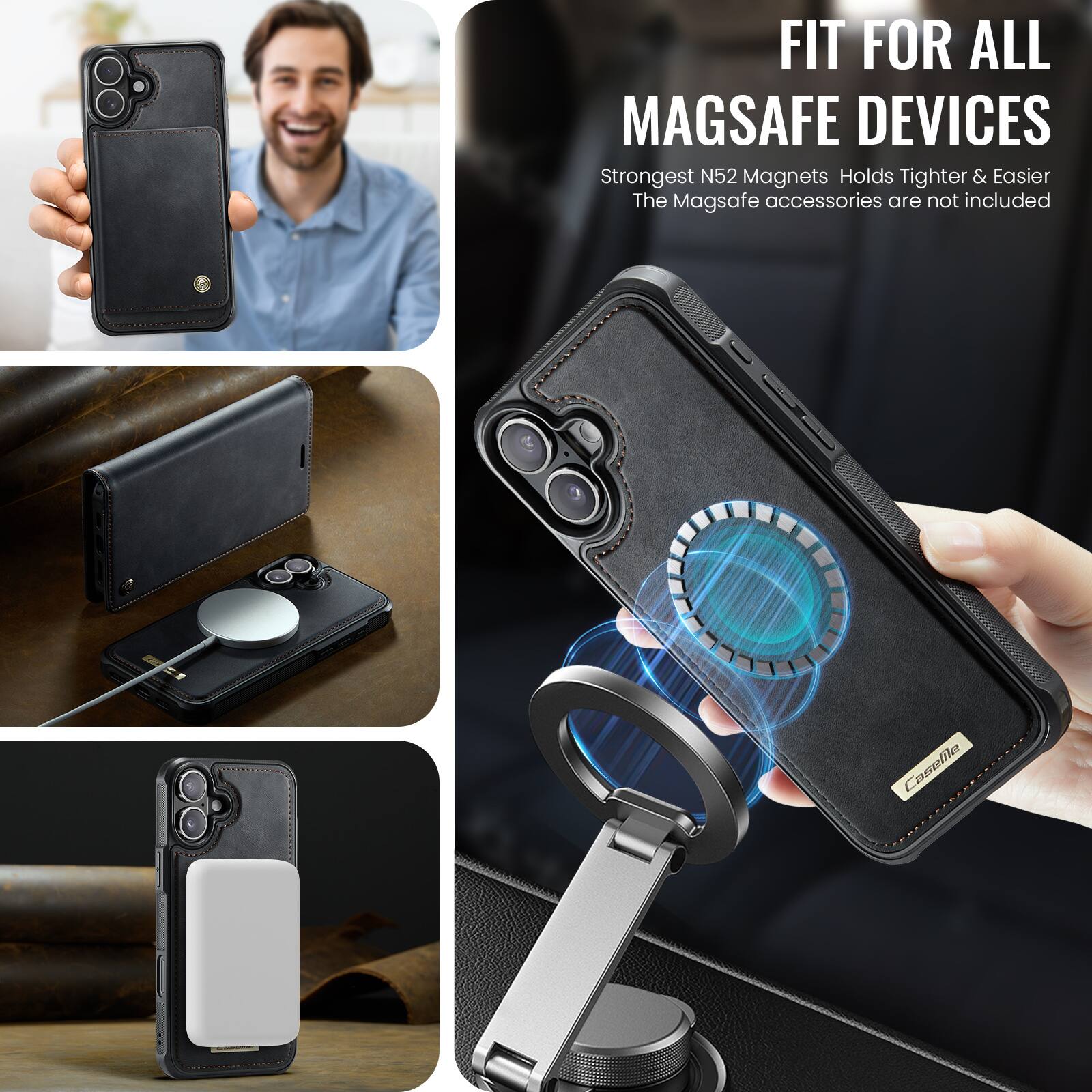FIT FOR ALL MAGSAFE DEVICES

Strongest N52 Magnets Holds Tighter & Easier

The MagSafe accessories are not included