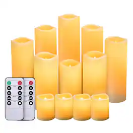 IMAGE - 12 Pcs Flameless Flickering Candles LED Pillar Candles for Christmas Wedding Home Decor - Warm White