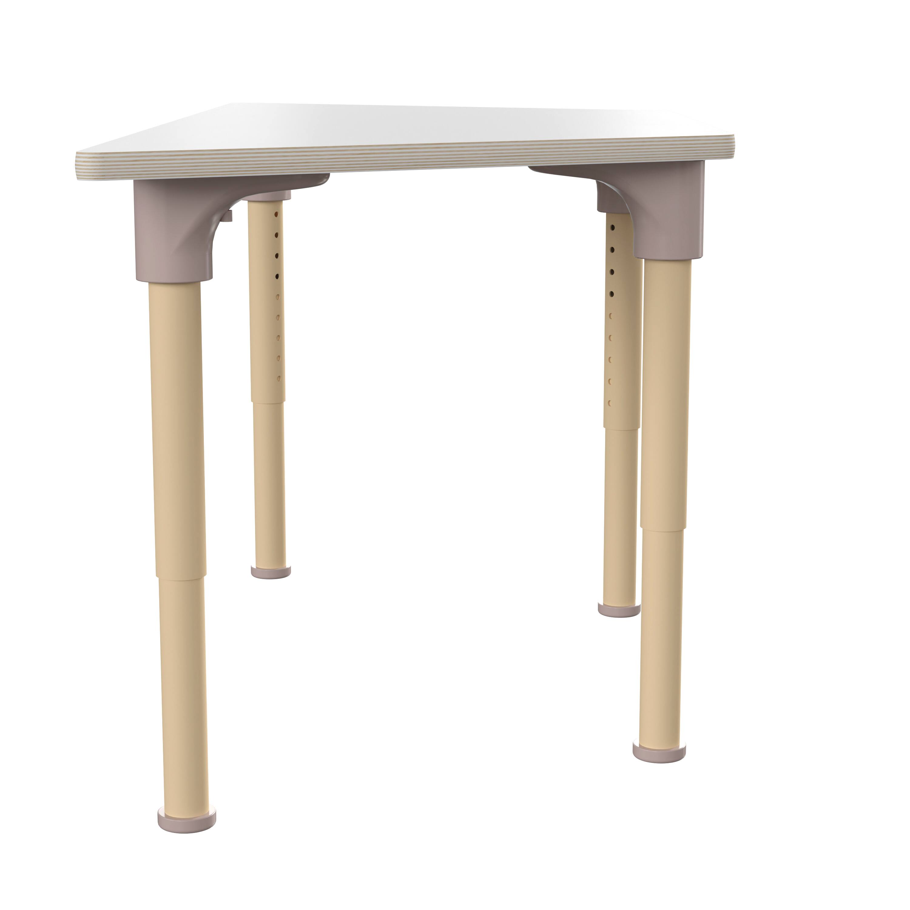 Left. Flash Furniture - Bright Beginnings 47" Commercial Grade Wooden Trapezoid Adjustable Height Classroom Activity Table - Metal Legs Adjust F - White.