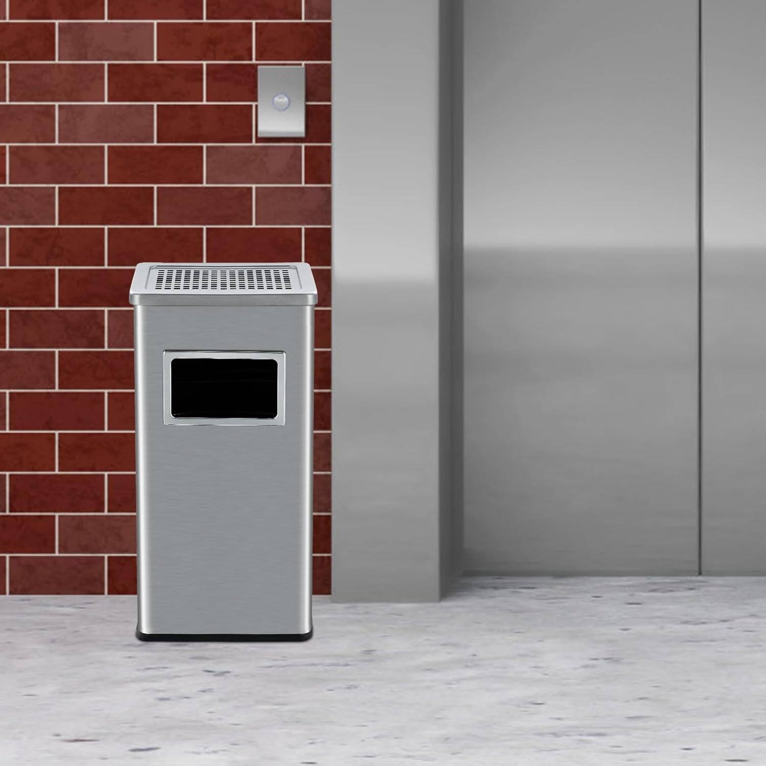 Alt View 3. Homhougo - 8 gal/30 L Indoor Outdoor Trash Can, Commercial Garbage Can with Removable Inner Bucket - Silver.