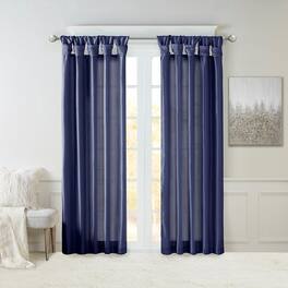 BreeBe - Twist Tab Lined Window Curtain Panel 50x108' - Navy
