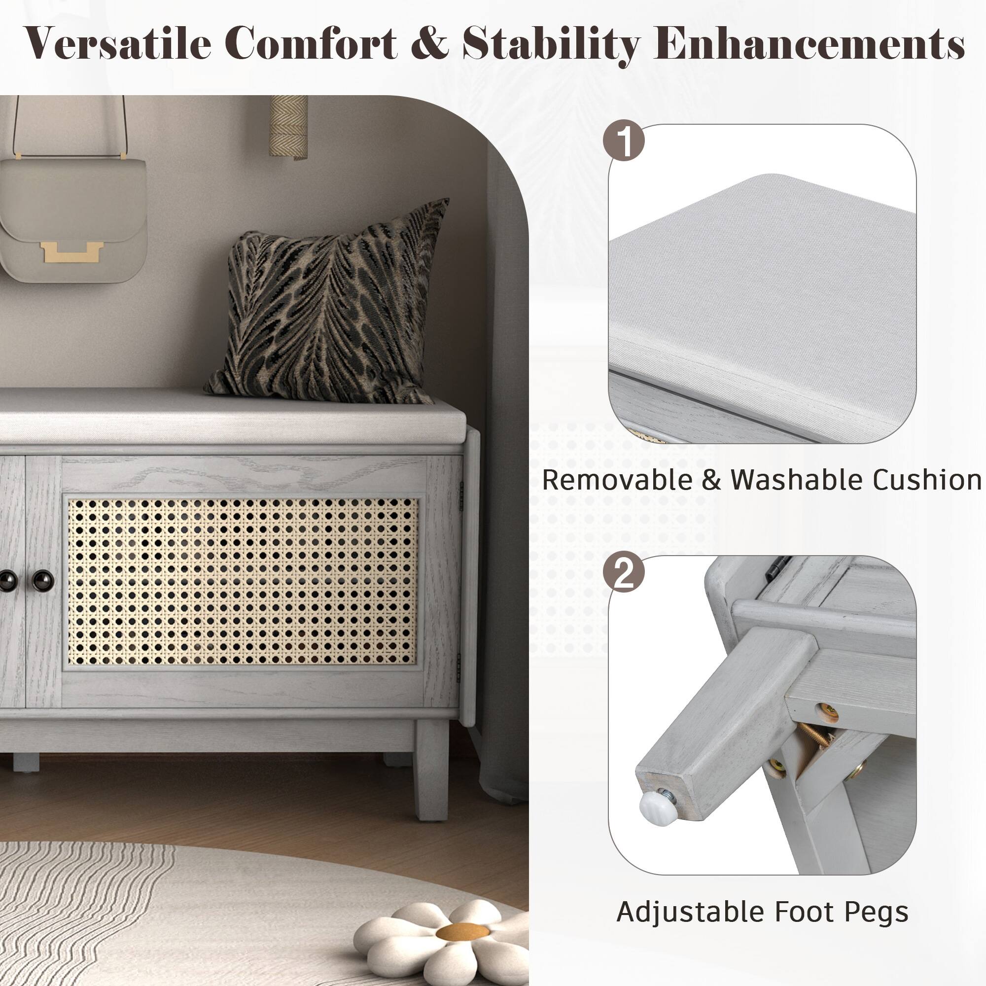 Versatile Comfort & Stability Enhancements

1. Removable & Washable Cushion
2. Adjustable Foot Pegs