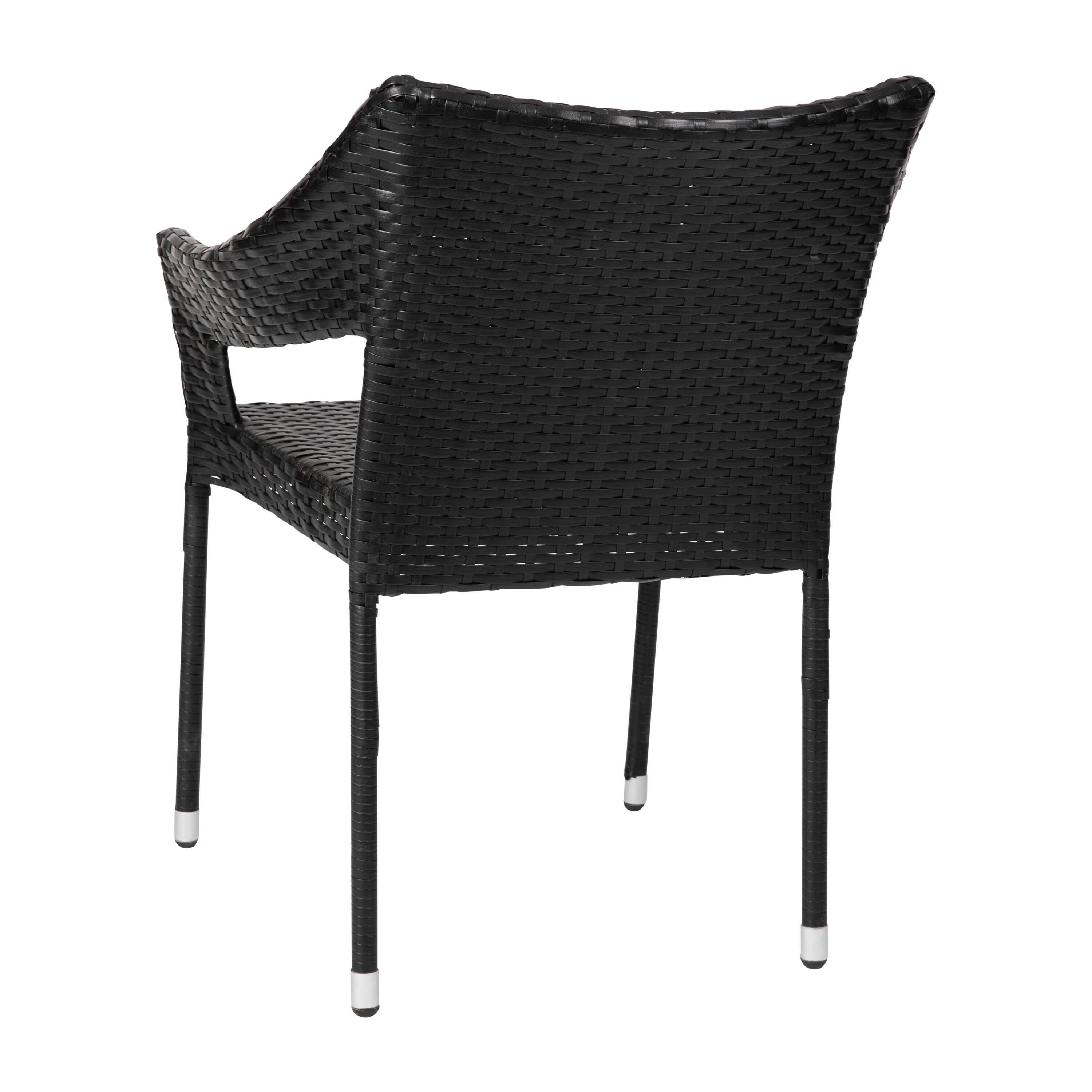 Alt View 7. Emma + Oliver - Embry All-Weather Indoor/Outdoor Stacking Patio Dining Chair with Steel Frame and Weather Resistant PE Rattan - Black.