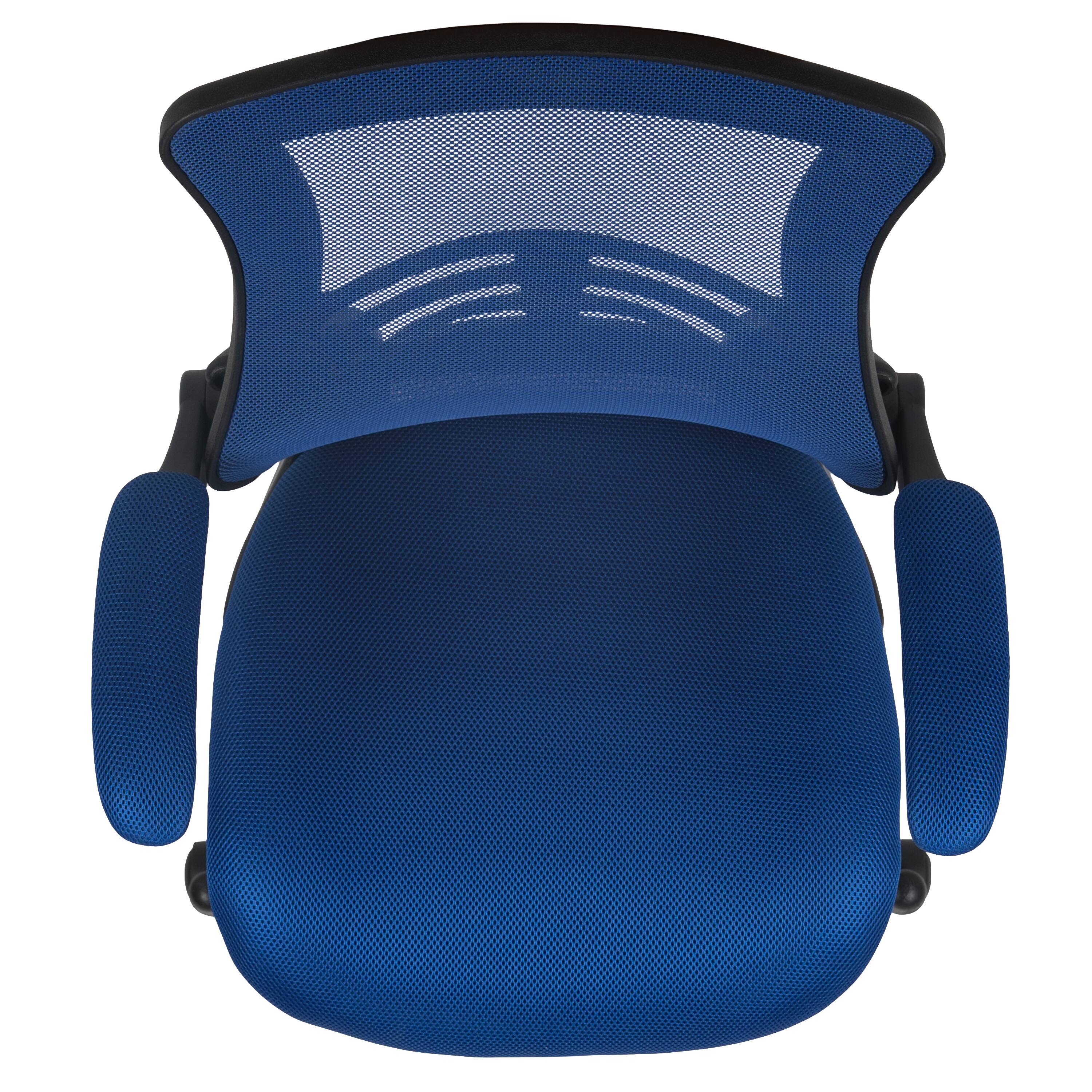 Alt View 8. Emma + Oliver - Mid-Back Mesh Swivel Ergonomic Task Office Chair with Flip-Up Arms - Blue Mesh/Black Frame.