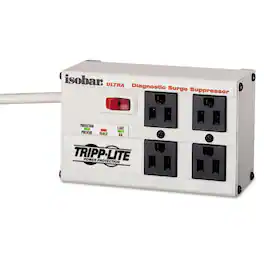 Tripp Lite - IBAR4 4 Outlets 6 ft. Cord 3330 Joules Isobar Surge Protector - Metal Housing - Light Gray