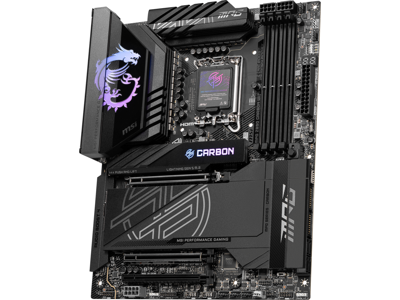 Alt View 1. MSI - MSI MPG Z890 CARBON WIFI LGA 1851 Intel Z890 ATX Motherboard.