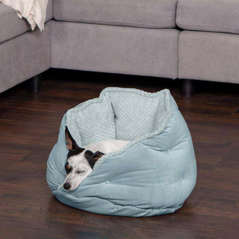 Alt View 1. Smart Pet Toys - LUXE FAUX FUR SELF-WARMING PET BED - Aqua.