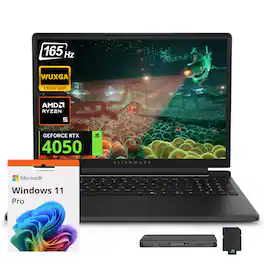 Dell - Upgraded - Alienware 15.3" Gaming Laptop,AMD Ryzen 5 220,16GB DDR5,1TB SSD+1TB Dock Set,GeForce RTX 4050,Win 11 Pro - Black