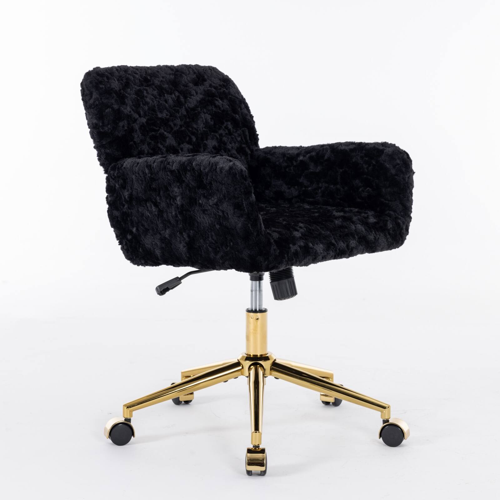 Alt View 1. GOODSILO - Premium Adjustable Swivel Office Chair with Golden Metal Base and Plush Velvet Upholstery for Home or Office Use - Black.